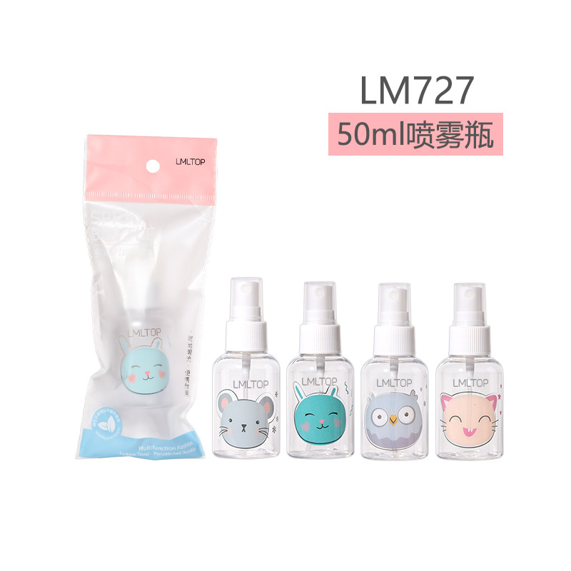 Botella pulverizadora de dibujos animados LMLTOP, botella a presión, paquete individual, botella pulverizadora de PET, botella vacía, botella de viaje para cosméticos, botella recargable, colección