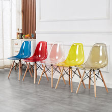 透明椅子餐椅家用靠背塑料辦公會議網紅透明書桌椅實木凳子