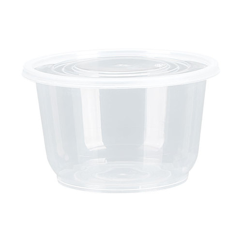 Disposable bowl round plastic lunch box takeaway ice powder packaging box thickened transparent fast food soup bowl with lid wholesale