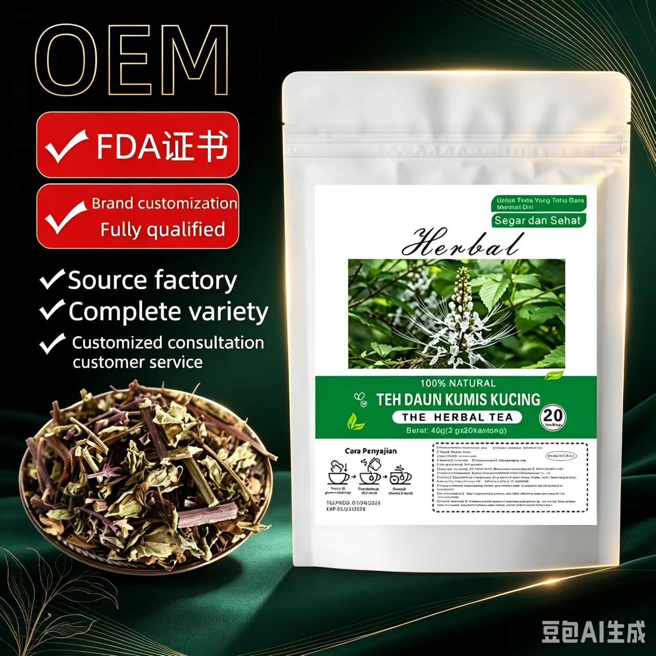 Cat's Whiskers Tea Mao Xu Cao Herbal Tea Bags 2g x 20 Natural Dried Herb Infusion specifications