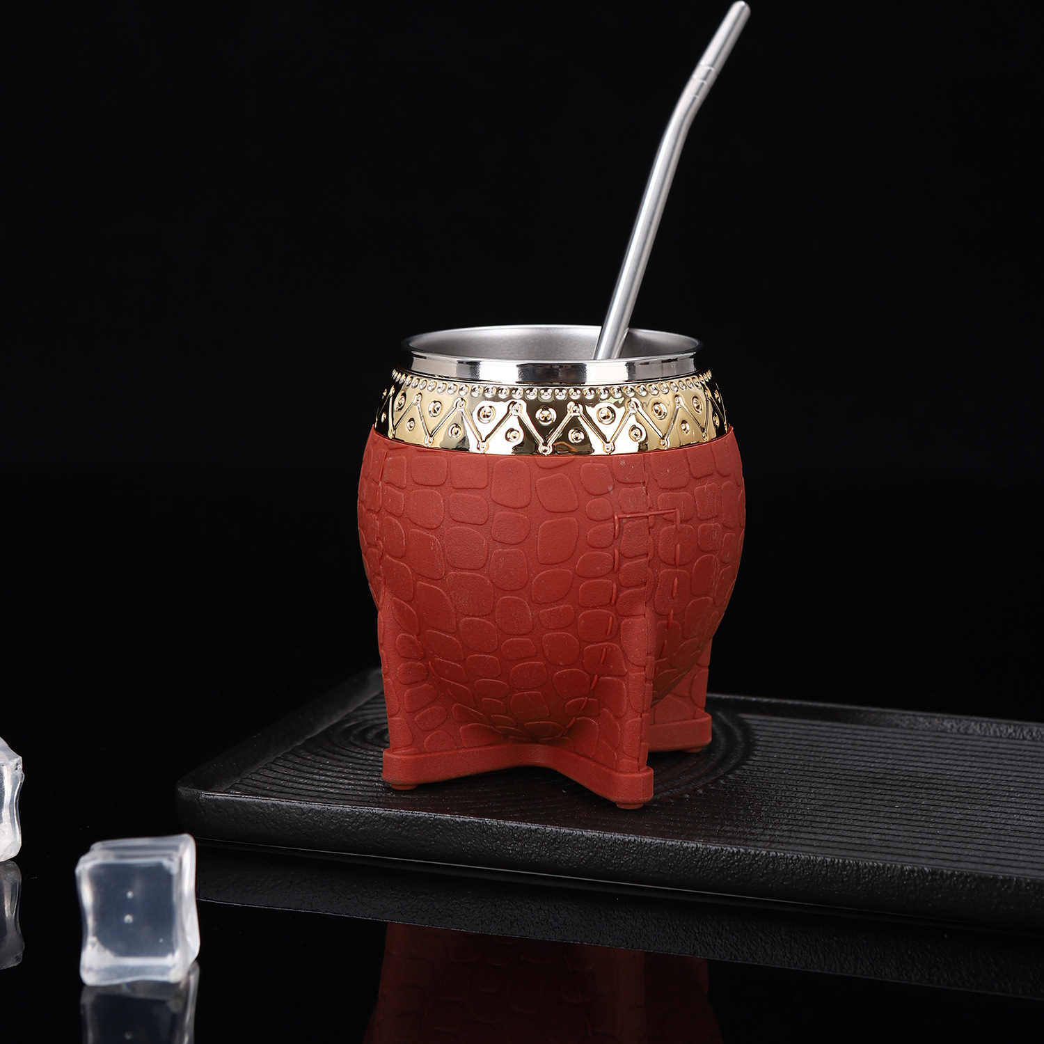 Copa Amazon 304 de acero inoxidable Madai con paja, textura de caparazón de tortuga, taza de cáscara de huevo, taza de aislamiento argentino creativo