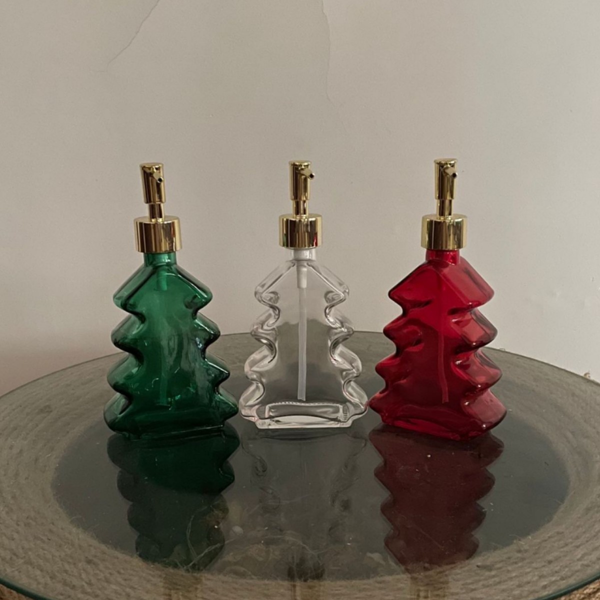 跨境专供圣诞树皂液器分装瓶按压式玻璃瓶洗手液瓶乳液瓶沐浴露瓶