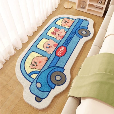 Cartoon School Bus Crayon Shin-Chan Internet Celebrity Room Bedroom Faux Cashmere Bedside Rug Balcony Bay Window Decoration Stain-Resistant Floor Mat (Avtomobil döşəmə paspasları) - kirby-school-bus-40120cm-imitation-cashmere
