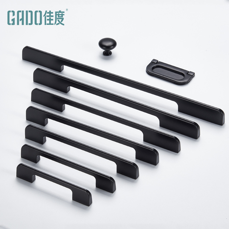 櫃門拉手簡約黑色美式輕奢衣櫃櫥櫃櫃門門把手抽屜鋁合金五金拉手