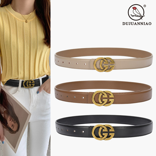 New cow leather belt, women's internet celebrity classic GG genuine leather women's belt, fashionable and versatile decorative jeans belt wholesale
