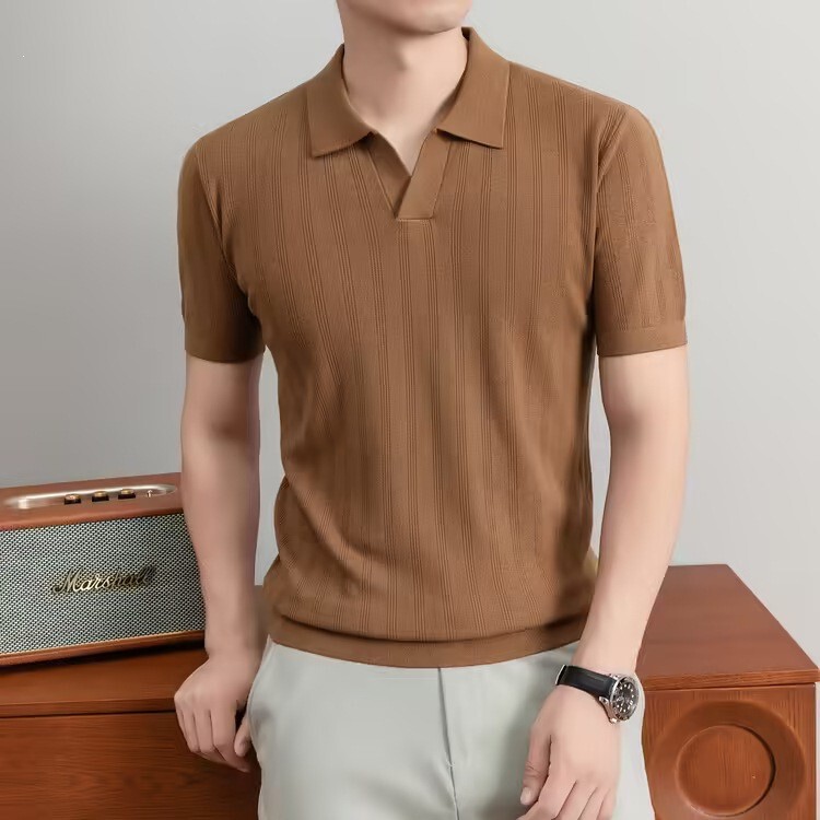 Seagull Collar Short Sleeve Knit Sweater for Men, Thickened and Warm, New Casual Men's Woolen Top Seagull Collar Short Sleeve Knit Sweater for Men, Thickened and Warm, New Casual Men's Woolen Top