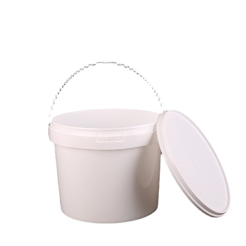 Custom 5L Plastic Bucket with Handle, Thickened Lid, Sealed 5-Gallon Packing White Round Cylinder for Freeze-Dried Jellyfish Cat and Dog Food 5kg