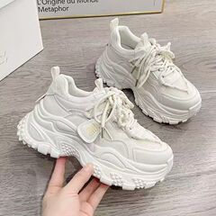 爆款炸街厚底老爹鞋女增高ins潮2025新款春秋网面百搭休闲运动鞋