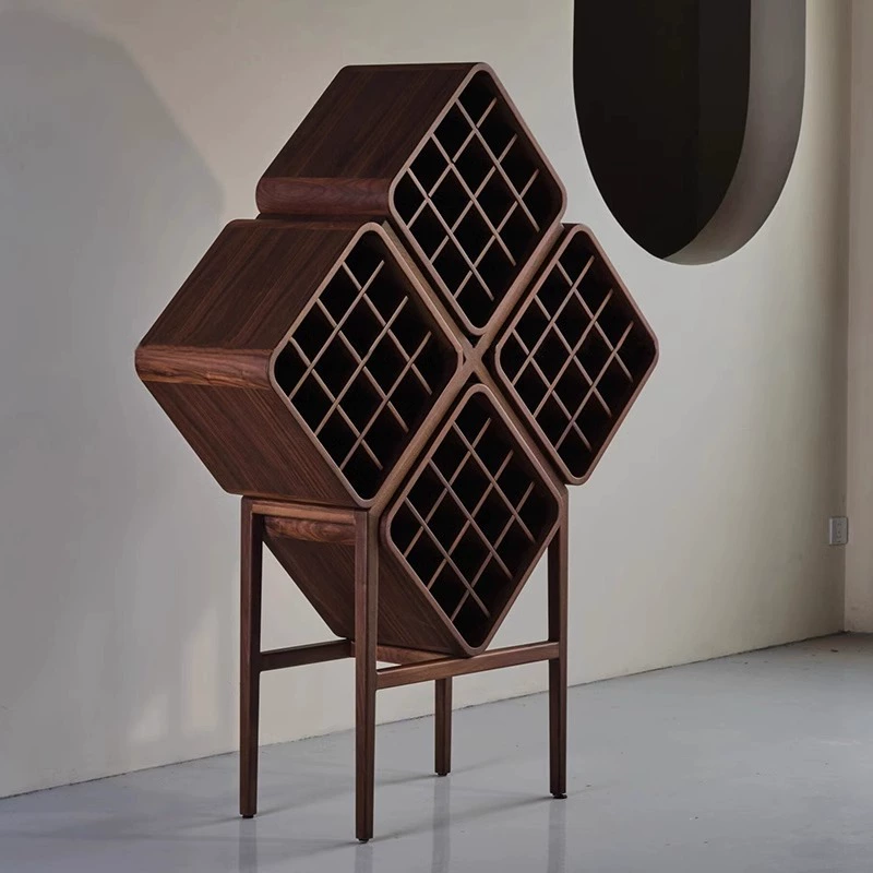 Новая винная полка в китайском стиле из черного ореха, новая высококачественная ромбовидная полка для дома, гостиной, винный шкаф из цельного дерева, витрина