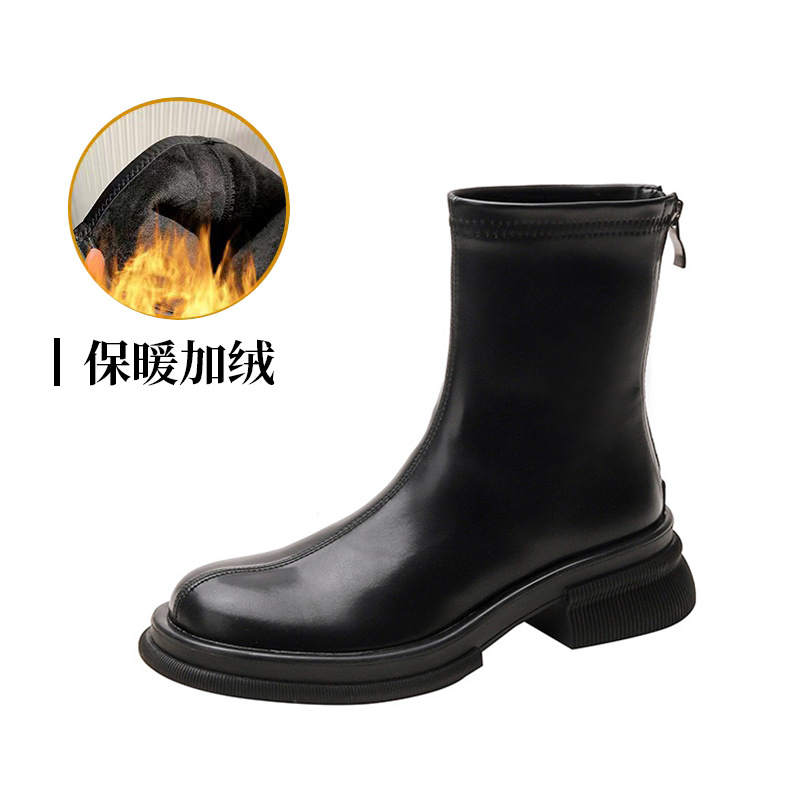 Damen Overknee-stiefel Mit Rundkappe Schlanke Passform British Style_voghion.com