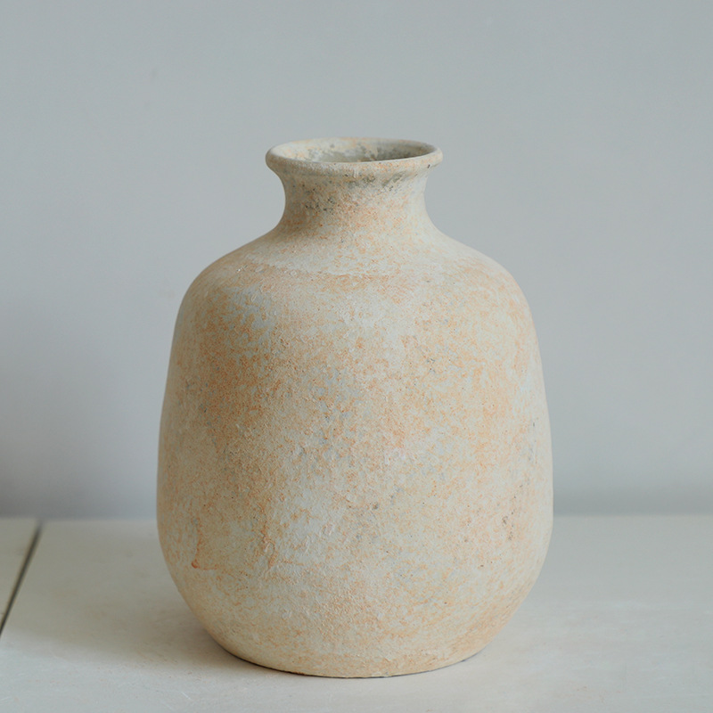 Jingdezhen vasos de cerámica retrógrados nostálgicos hechos a mano hoteles residenciales flores de viento tranquilo arreglos de flores Zen adornos vasijas de cerámica gruesa