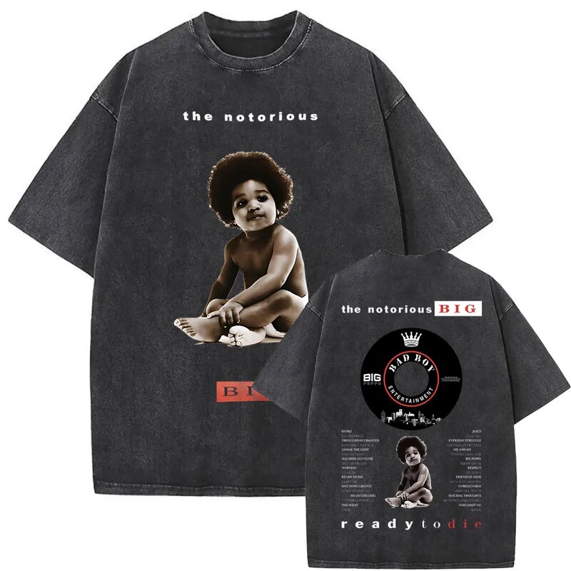Washed Vintage Notorious Big Deal Pop Music Album Graphic T-Shirt for Men and Women Short Sleeve T-Shirt Men