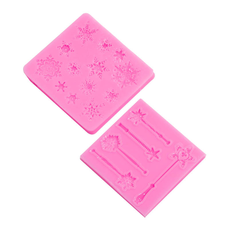 Hada varita mágica Navidad copo de nieve vestido hasta silicona molde Flip azúcar chocolate hornear pastel Decoración Accesorios molde