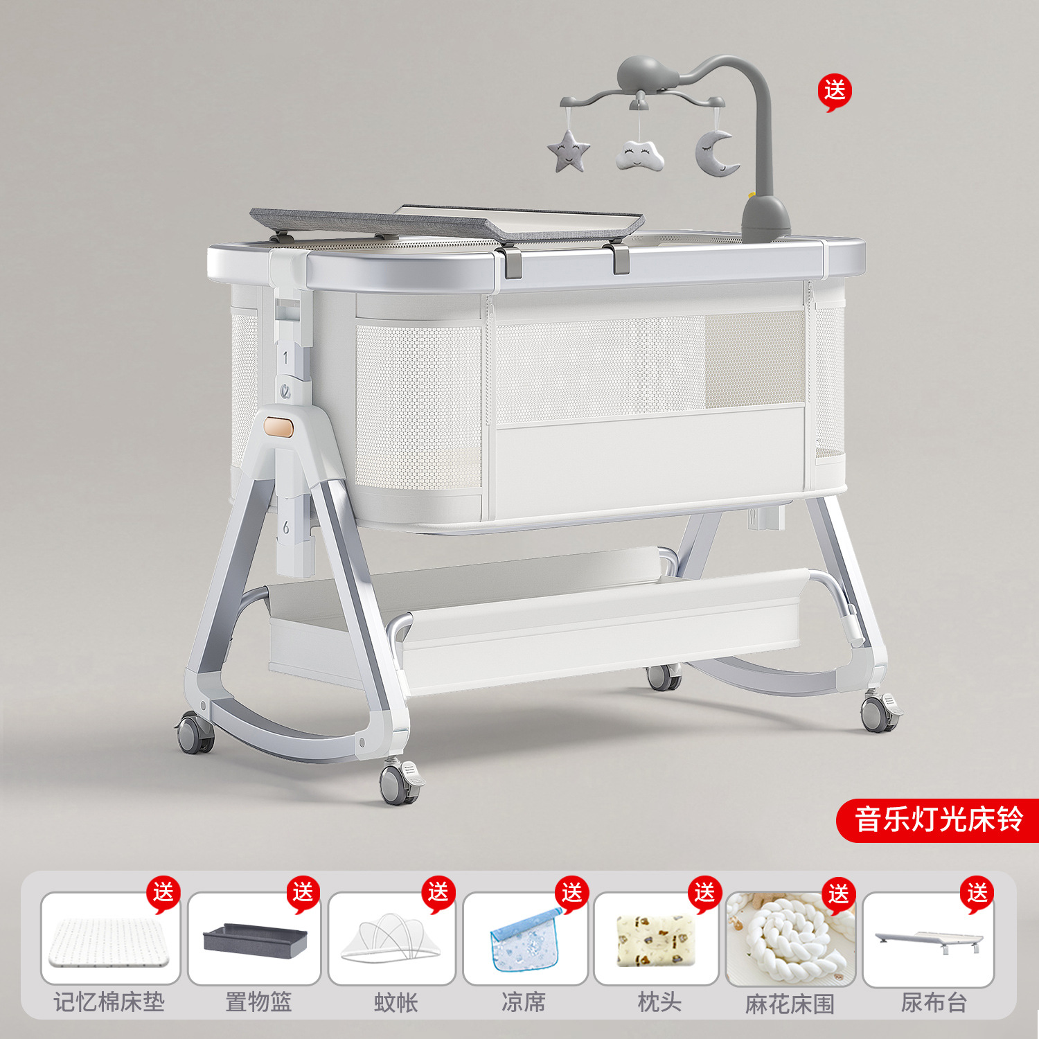 Cama de aleación de aluminio móvil portátil cuna cama plegable multifuncional bb cama recién nacida cama de empalme
