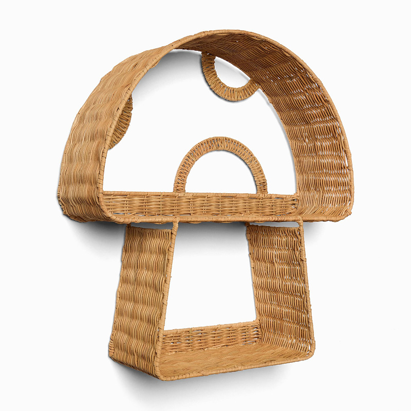 Plantas naturales de caña tejida de hongos de pared estantes de pared de estantes de pared decoración de habitaciones modelo de hotel residencial