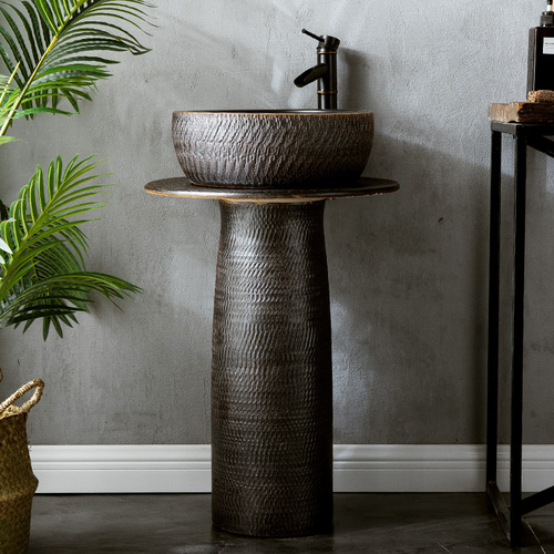 Wholesale Outdoor Washbasin, Courtyard Column Basin, Industrial-Style Sink Unit, Integrated Balcony Floor-Standing Vanity Counter