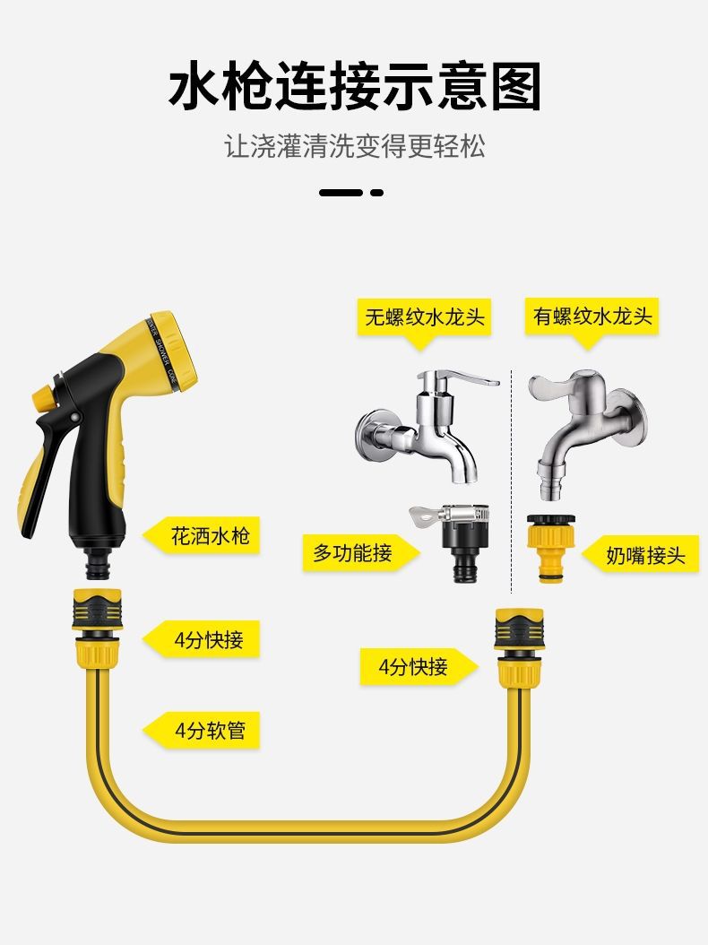 Suitable for car wash nozzle water gun suit garden watering water pipe garden water spray sprinkler spray sprinkler shower