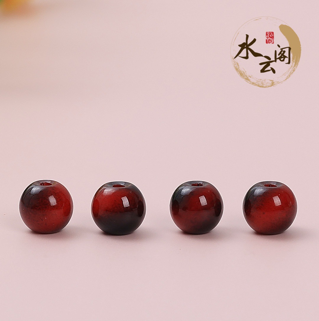 虎眼石圆珠琉璃款红虎眼手工串珠diy手链首饰项饰男女款式配件批