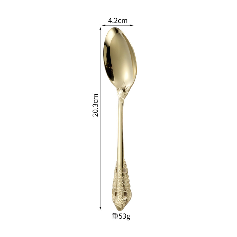 Corte cuchillo de acero inoxidable, tenedor y cuchara europeo retro alivio creativo occidental cuchillo de carne, tenedor y cuchara hotel vajilla traje