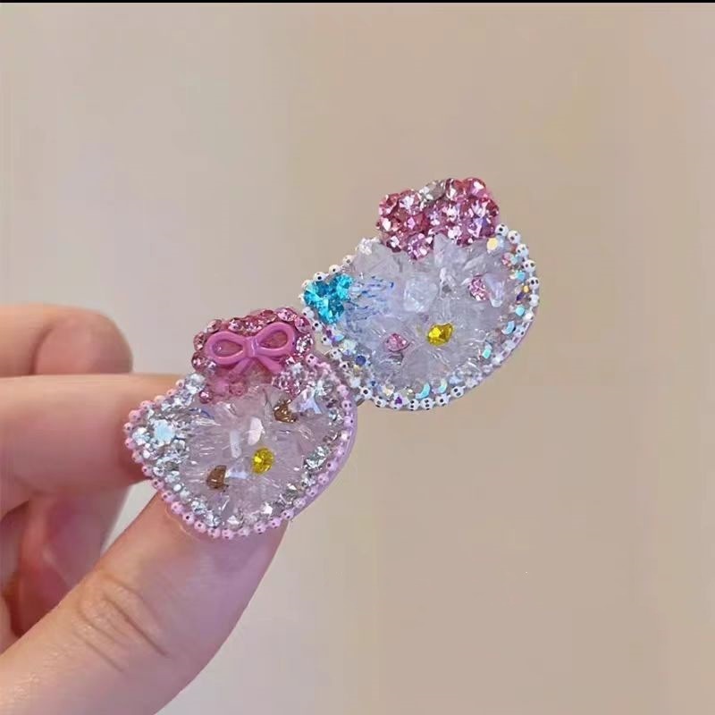 ダイヤモンドがちりばめられた絶妙なヘアアクセサリー ハローキティ かわいいヘアピン 女性用 前髪と細い髪を整理するクリップ ヘッドバンド サイドクリップ 女の子用|undefined