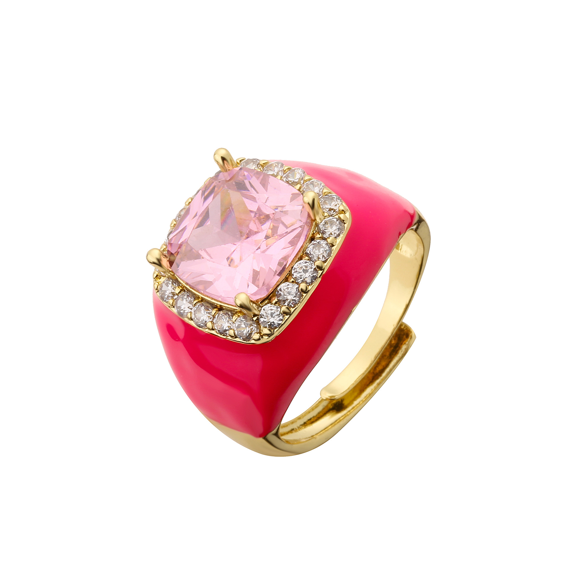 Open Ring Classification Adjustable Ring Size 1 Piece Quantity Daily Occasion Fashion Square Copper Enamel Plating Inlay Zircon Open Ring 1 Piece