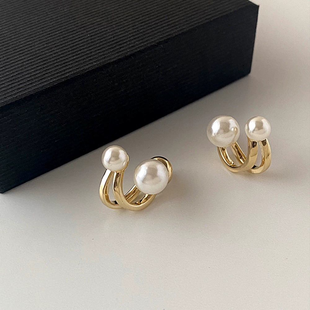 Earrings from pearl, small design ear clips, silver 925 sample