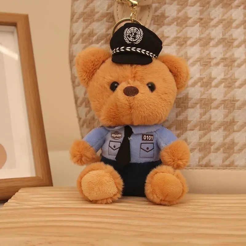 インターネット有名人交通警察クマぬいぐるみキーホルダー人形制服テディベア小さなギフト警察官人形小さなペンダント卸売|undefined