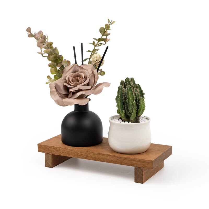 Acacia wood small storage stand, bathroom countertop riser base, bar counter, dressing table decorative wooden rack