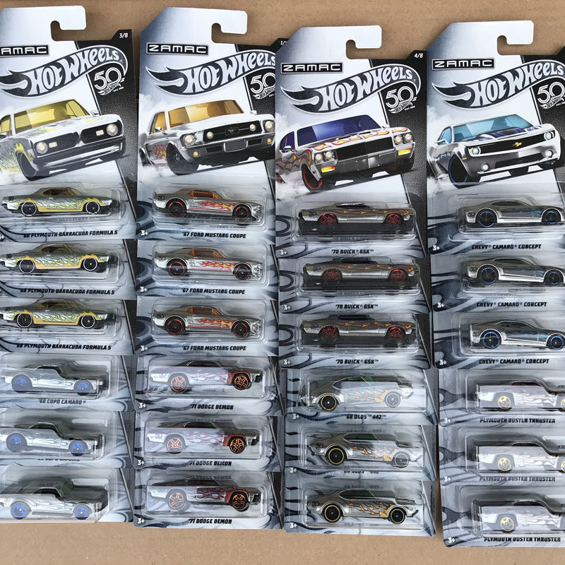 Hot Wheels 50Th Anniversary Alloy Collector's Edition Car Frn23 Platinum 2018 Zamac Ford Mustang Camaro