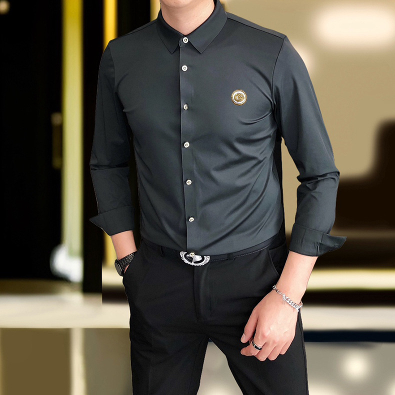 春秋メンズビジネス作業服長袖シャツカジュアル職業紳士服パーマフリーメンズシャツ卸売メンズシャツ