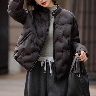 羽绒服女轻薄立领短款时尚轻便薄外套宽松保暖女士冬装平湖