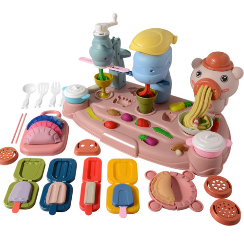 Children's toys wholesale developmental DIY pretend play pig noodle ice cream machine soft clay colored clay putty
