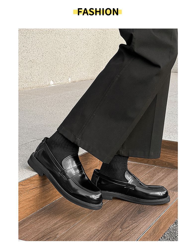 Mocassini casual da uomo ShoeVault in pelle con suola spessa, stile britannico alla moda, slip-on con rialzo, adatti per il lavoro e l'ufficio_voghion.com