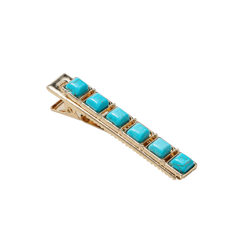Women's Retro Solid Color Alloy Inlay Turquoise Hair Clip display picture 8