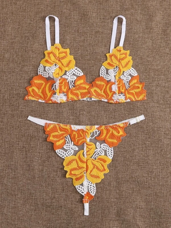 (Cross-border trading), sexy underwear, retro set, European style, with embroidery, flowered
