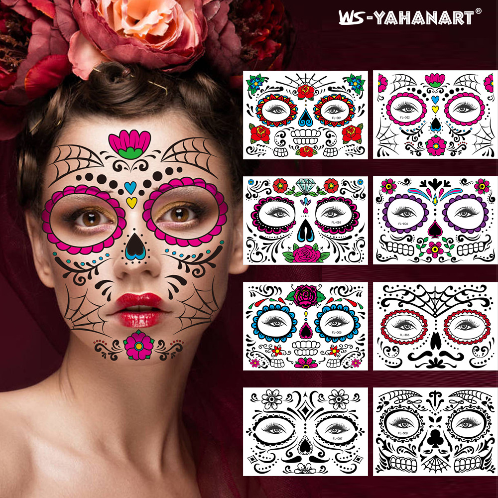 Tatuajes Temporales Faciales de Halloween de Papel de Transferencia para Mascaradas