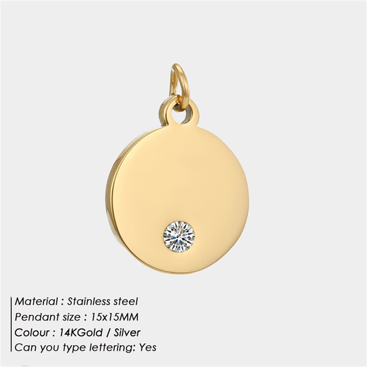 Accessoires De Pendentif En Acier Inoxydable Rond En Diamant De Mode En Gros display picture 1