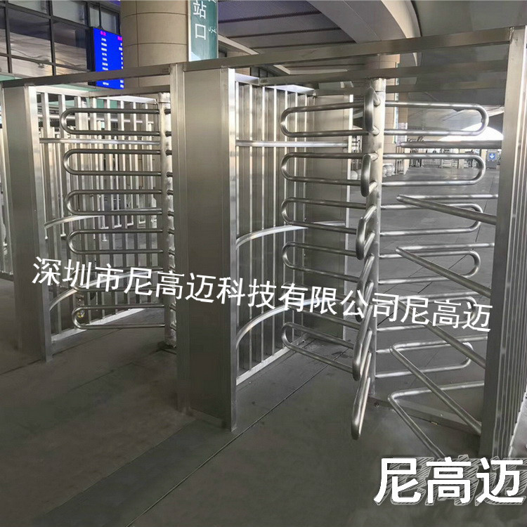 火车站出口旋转转轴机不锈钢单方向通过自由门旅客疏散半高转闸机