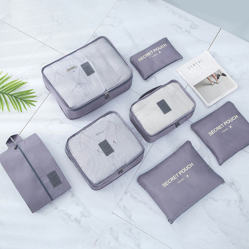 Cross-Border Large Version Six-Piece Set 7-Piece Travel Supplies Classification Set Cosmetics Bag Korean Style Business Trip Clothing Cosmetics Bag