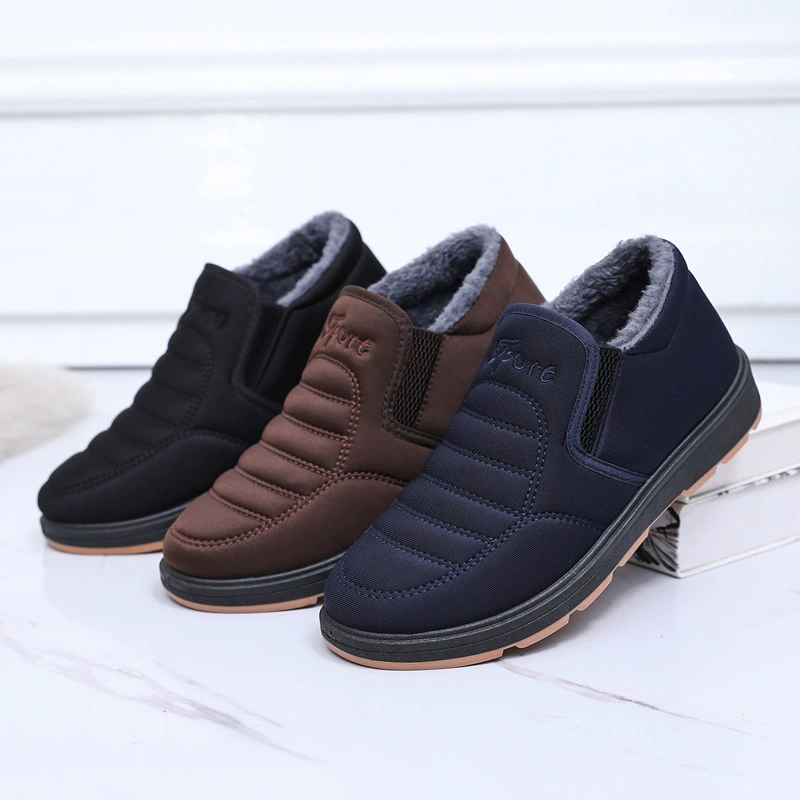 Зимняя Мужская старая Пекинская Тканевая обувь на флисовой подкладке, теплая Повседневная прогулочная хлопковая обувь для среднего и пожилого возраста, мягкая подошва, нескользящая обувь для папы