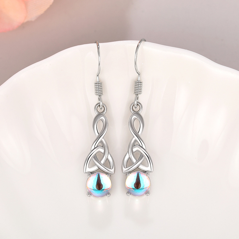 Moonlight Stone Necklace Set With Triangle Twisted Earrings_voghion.com