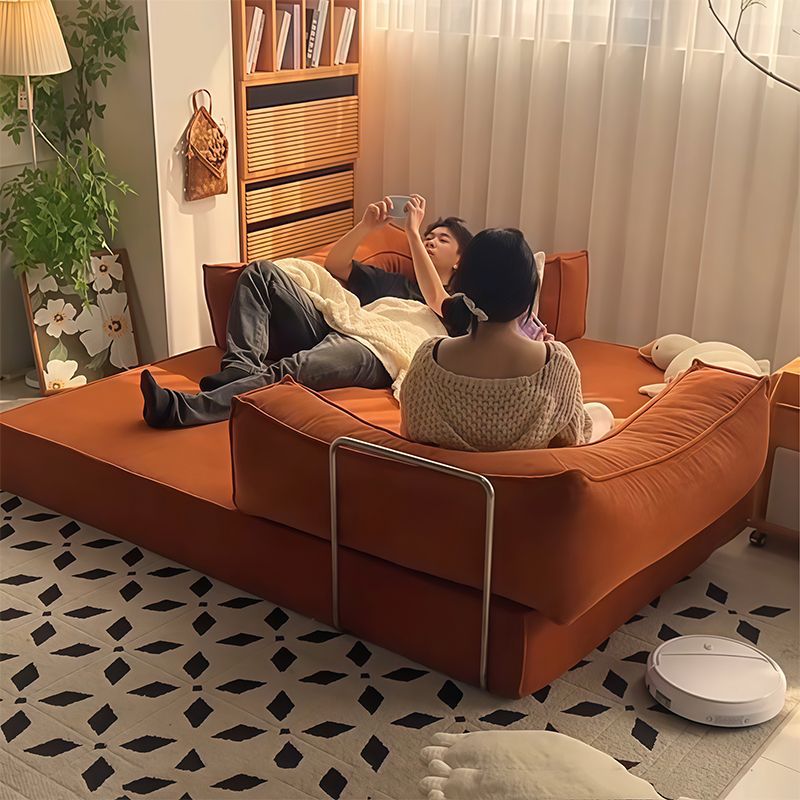 Retro-Style Fabric Sofa for Small Living Rooms, American-Style Straight-Row Compressed Folding Dual-Use Module Invisible Bed for Two or Three People