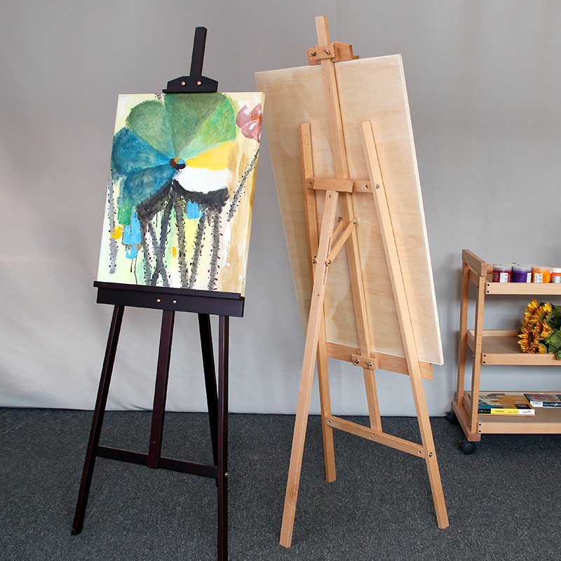 W01C Wooden Easel for Art Students, Painting Supplies, Outdoor Photo Easel, Portable Oil Painting Wooden Easel