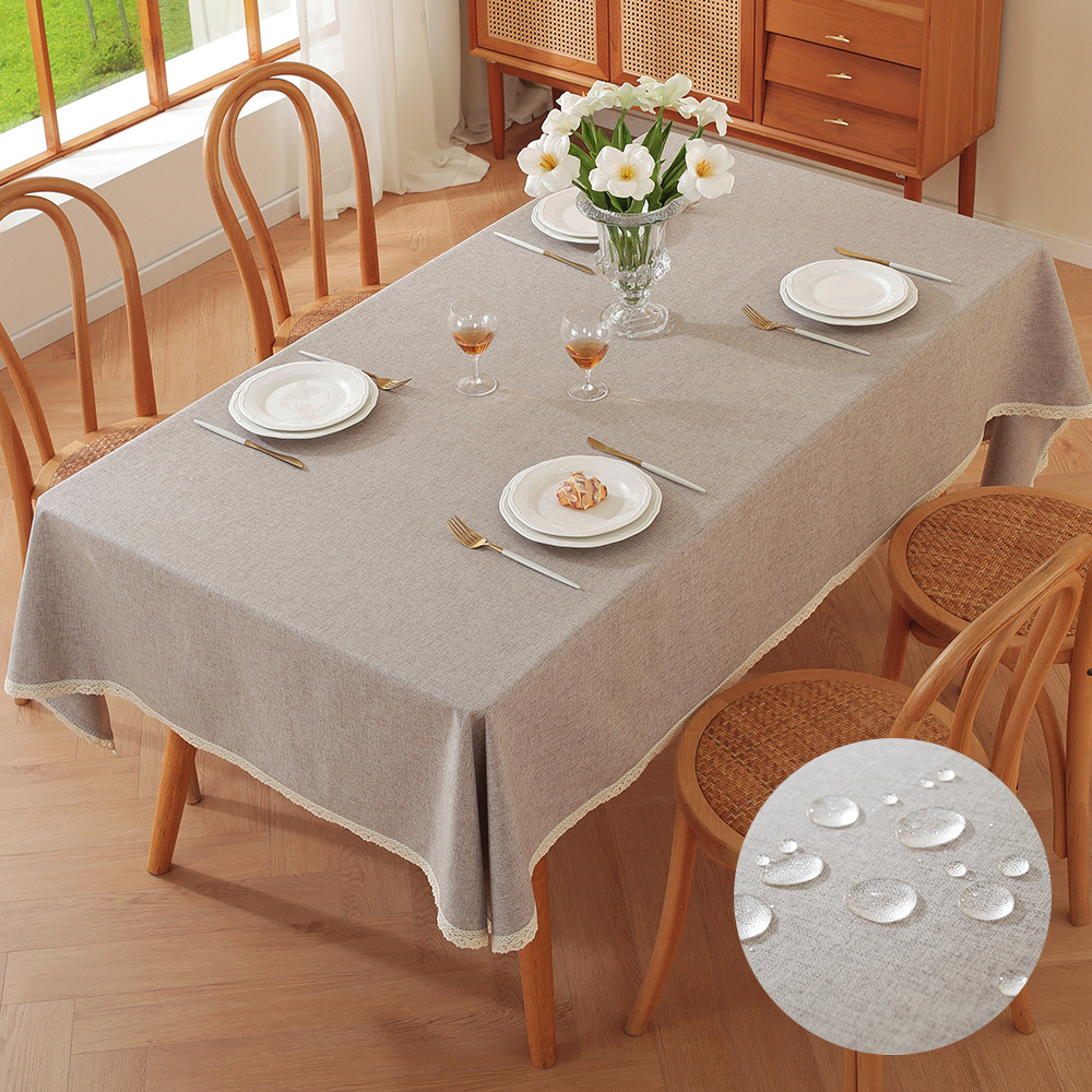 Fabric Waterproof and Oil-proof No-washable Tablecloth Nordic Light Luxury Solid Color High-grade Coffee Table Household Rectangular Cross-border Special