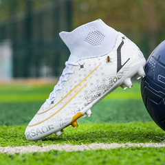 Cristiano Ronaldo High-Top Soccer Shoes for Men and Women, Long-Stud AG Short-Nail TF Design, Kids' Color-Block Style, Student-Friendly, Messi-Inspired Non-Slip Training Shoes