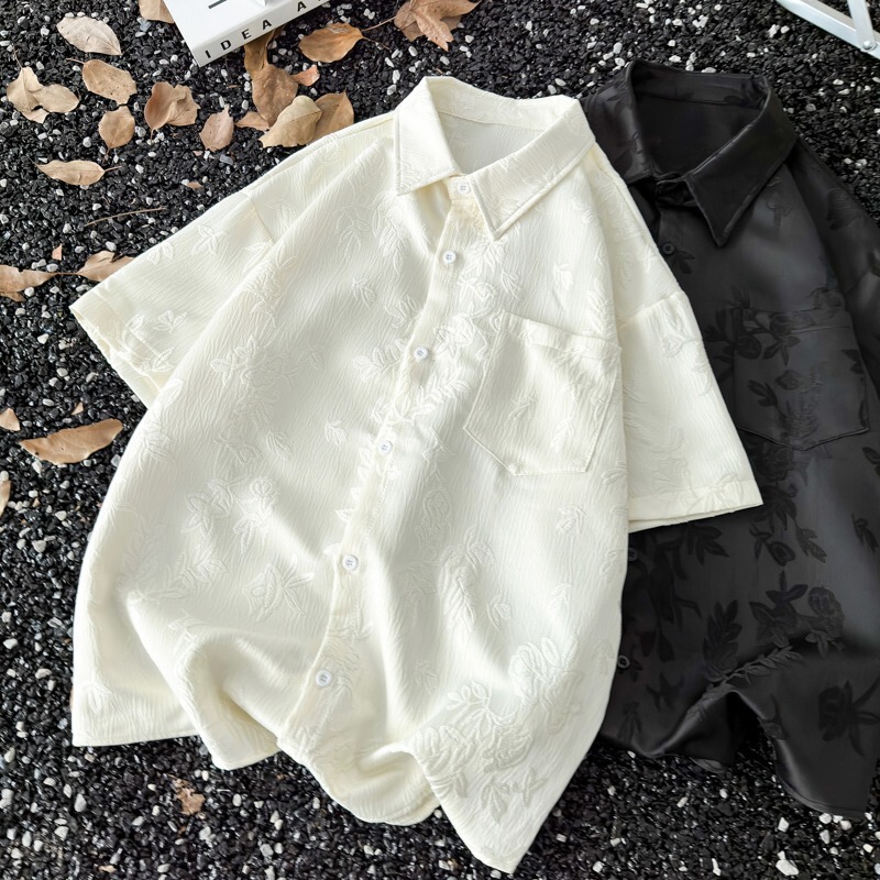 Chinese Style New Short-Sleeve Shirt for Men, Summer Large Size Loose Casual Stylish Half-Sleeve Ice Silk Shirt Jacket