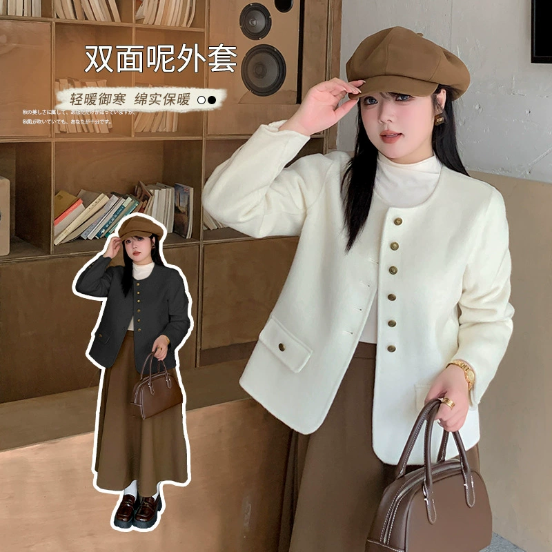 Inno женская двусторонняя шерстяная верхняя одежда больших размеров, маленькая ароматная модель, сшитая вручную, новая элегантная верхняя одежда на осень и зиму 341693