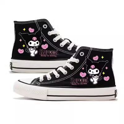 2024 Trendy Canvas Shoes Cute Women's High-Top Black Student Girl Japanese Style Summer Versatile Board Shoes Japanese Style