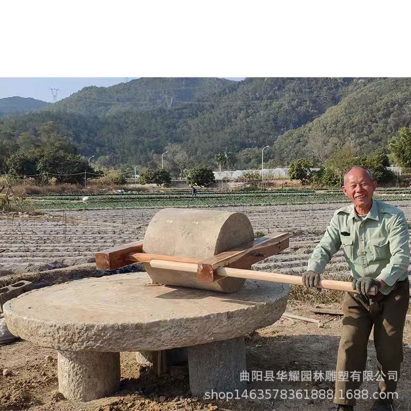 石雕石碾子农村老物件石磨盘仿古石农具民间大理石花岗岩石磨装饰-阿里巴巴