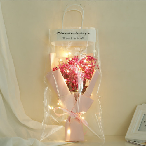 Mother's Day Soap Flower Bag Portable Gypsophila Dried Flowers Everlasting Bouquet for Valentine's Day Gifts for Boyfriend, Girlfriend and Wife